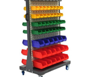 Mobile Louvre Trolley with Tech Bins product available at Multi Rack